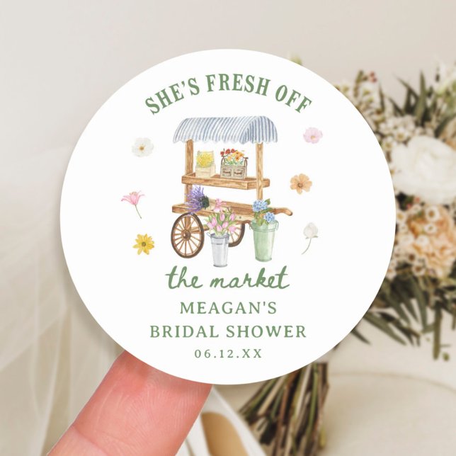 Flower Market Fresh Off The Market Bridal Shower Classic Round Sticker (Creator Uploaded)