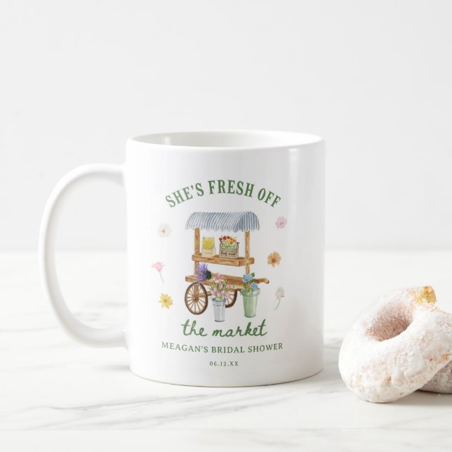 Flower Market Fresh Off The Market Bridal Shower Coffee Mug (With Donut)