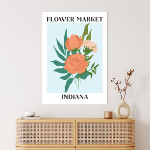 Flower Market Indiana Peach Peony Floral Canvas Print