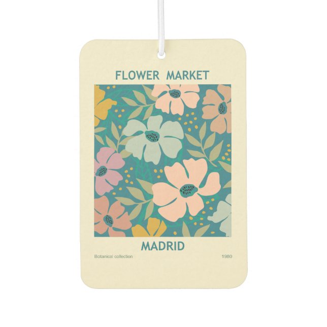 Flower Market Madrid Print Car Air Freshener (Front)