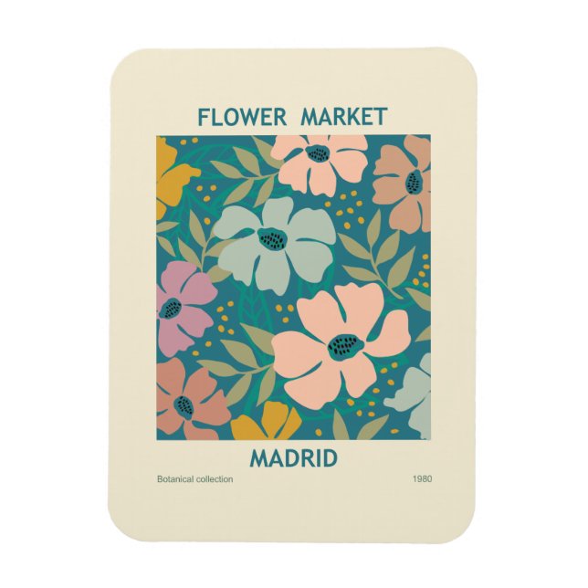 Flower Market Madrid Print Magnet (Vertical)