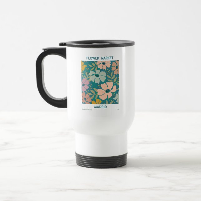 Flower Market Madrid Print Travel Mug (Left)