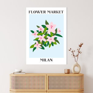Flower Market Milan Pink Lily Flower Floral Canvas Print
