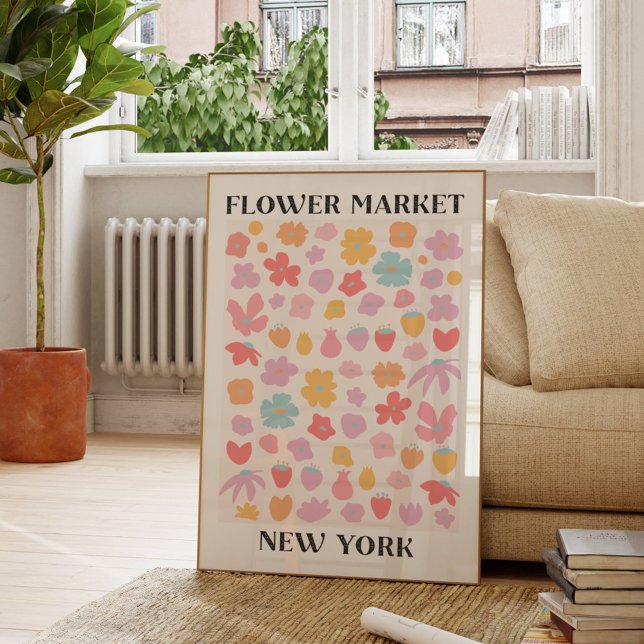Flower Market New York Spring Floral Garden Poster (In situ Living room)