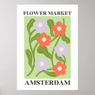 Flower market poster for home decor