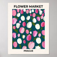 Flower Market Prague Tulips Navy Blue And Pink
