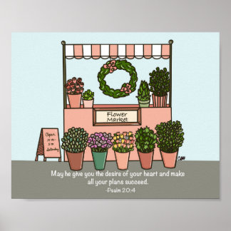 Flower Market Psalm 20:4 Digital Art Print
