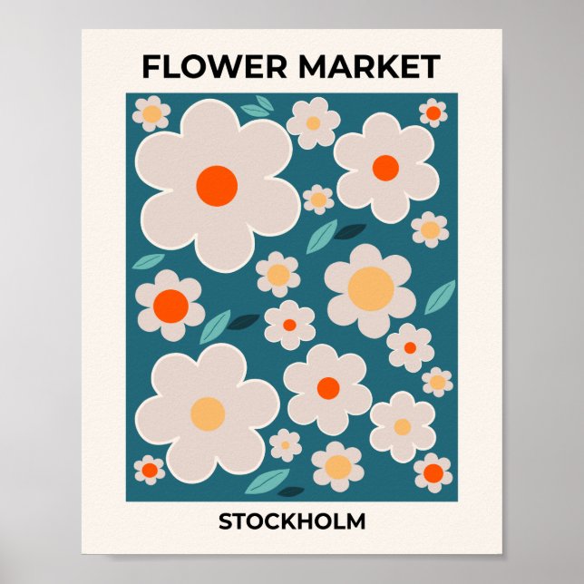 Flower Market Stockholm Abstract Retro Flowers Poster (Front)