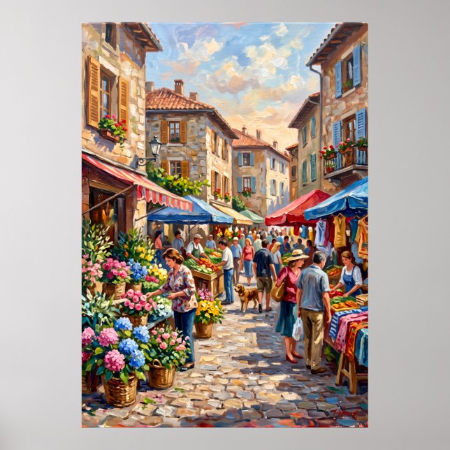 Flower Market Street Scene Poster (Front)