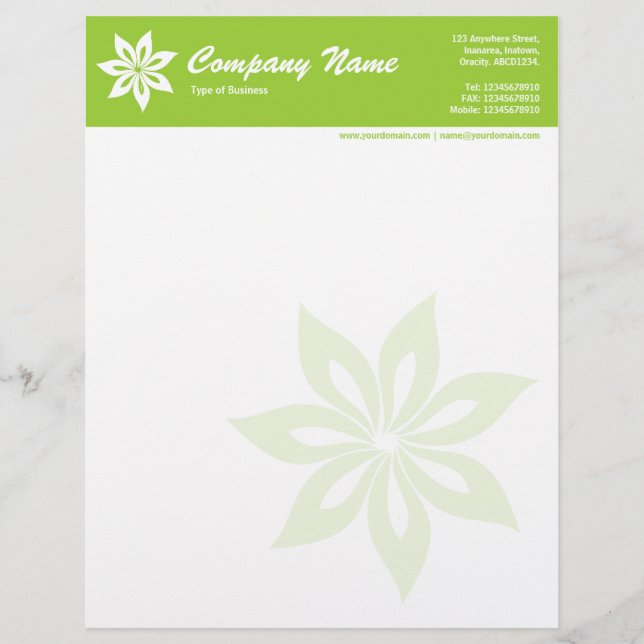 Flower - Martian Green Letterhead Template (Front)