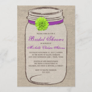 Flower Mason Jar Bridal Shower Invitation