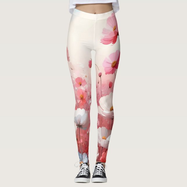 Flower Meadow Aesthetic Vintage Leggings (Front)