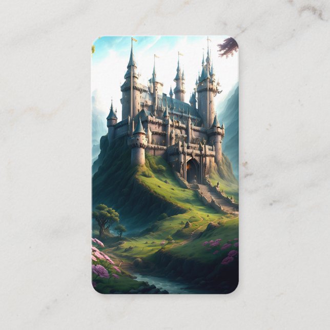 Flower Meadow Castle Bookmark Business Card (Front)