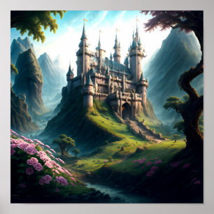 Flower Meadow Castle Poster