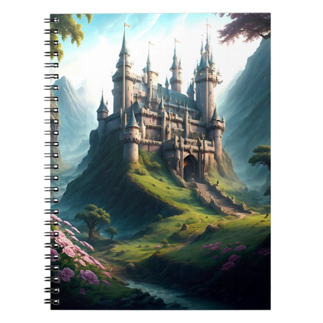 Flower Meadow Castle Spiral Notebook (Front)