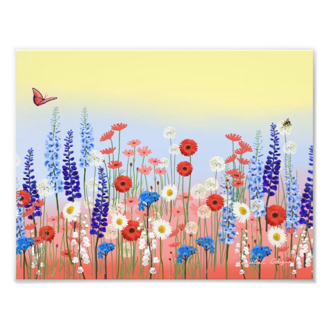 Flower meadow garden wall art poster  (Front)