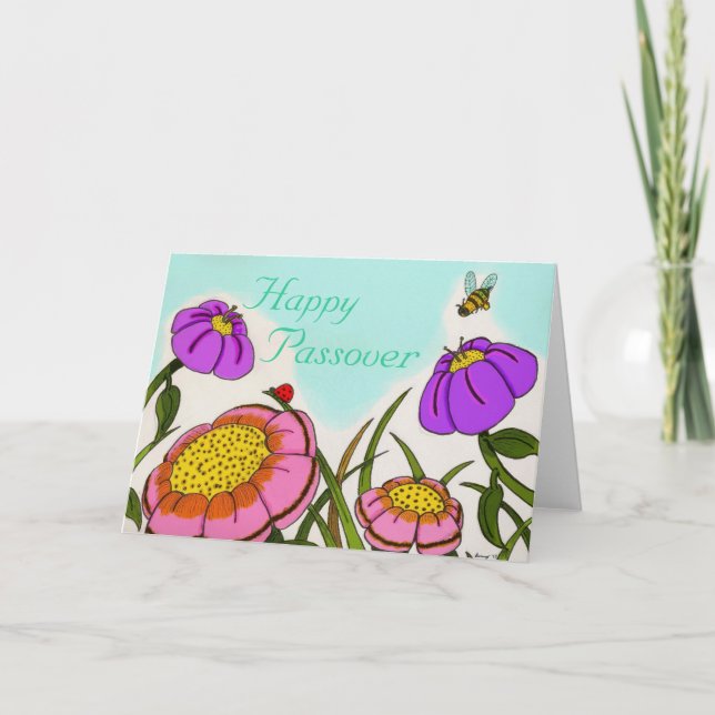 Flower Meadow "Happy Passover" Card (Front)