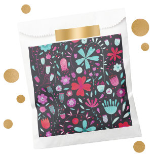 Flower Meadow Watercolor Dark Favour Bag