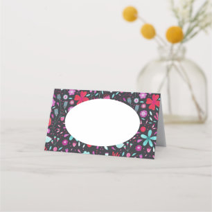 Flower Meadow Watercolor Dark Place Card