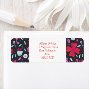 Flower Meadow Watercolor Dark Return Address