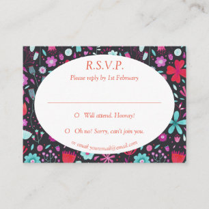 Flower Meadow Watercolor Dark RSVP Enclosure Card