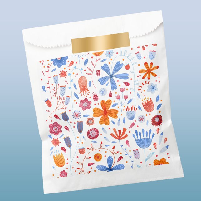 Flower Meadow Watercolor Favour Bags (Floral watercolor contemporary art favor bag)