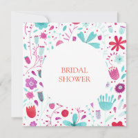 Flower Meadow Watercolor Teal Bridal Shower