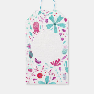 Flower Meadow Watercolor Teal Gift Tags