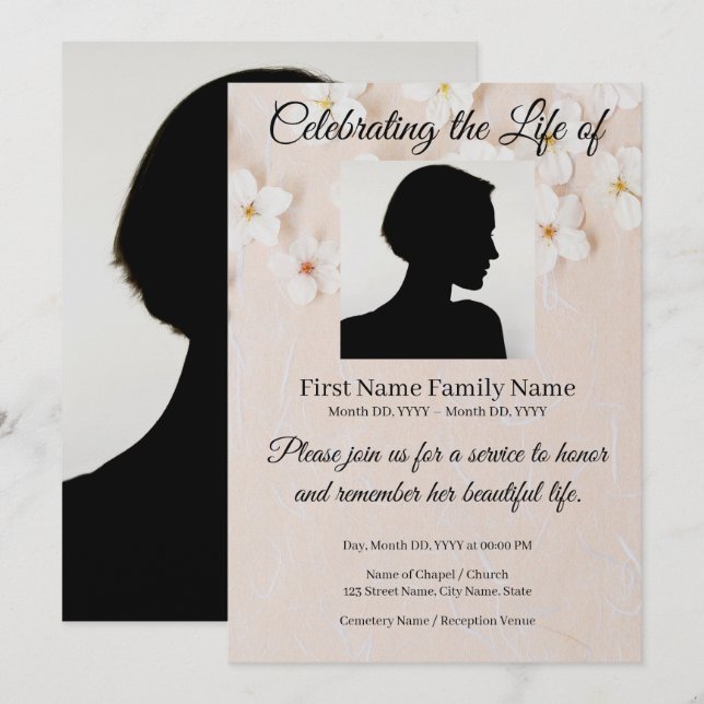 Flower memorial invitation (Front/Back)
