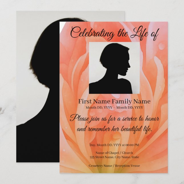 Flower memorial invitation (Front/Back)