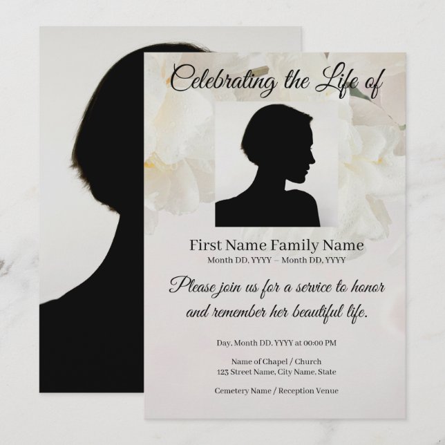 Flower memorial invitation (Front/Back)