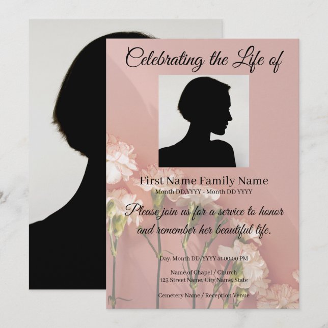 Flower memorial invitation (Front/Back)