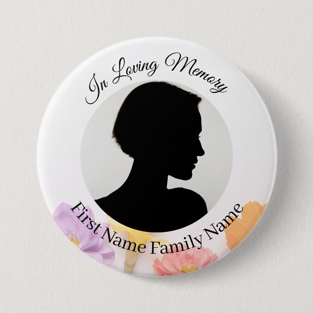 Flower memorial photo button (Front)
