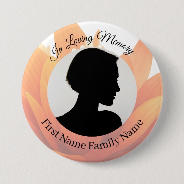 Flower memorial photo button (Front)