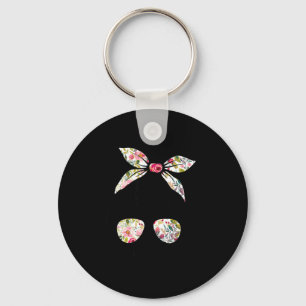 Flower messy bun women mum life hair glasses key ring
