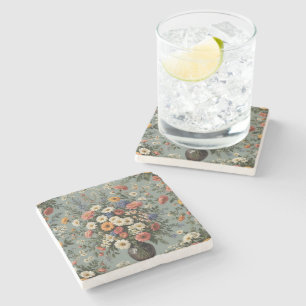 Flower mix in a vase stone coaster