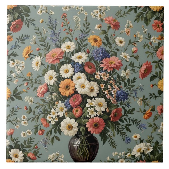 Flower mix in a vase tile (Front)