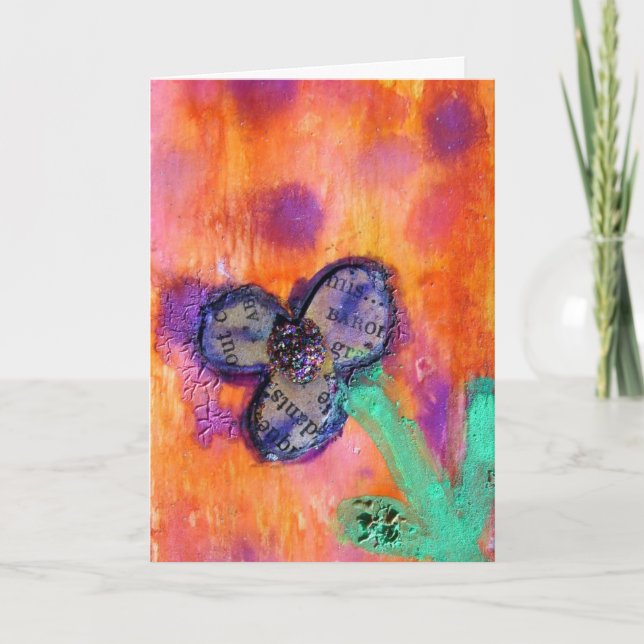 Flower Mixed Media Birthday Card (Front)