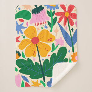 Flower Mixtape Sherpa Blanket