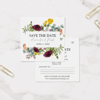 Flower modern elegant watercolor Save the Date 