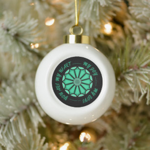 FLOWER MODERN GIFT FROM MOM DAD SISTER SON BOSS CERAMIC BALL CHRISTMAS ORNAMENT