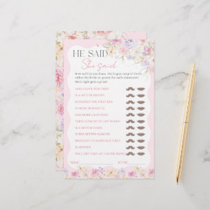 Flower Modern Wavy Bridal Shower Guesss Game