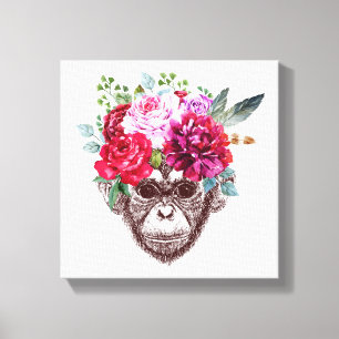 Flower Monkey Face Canvas Print