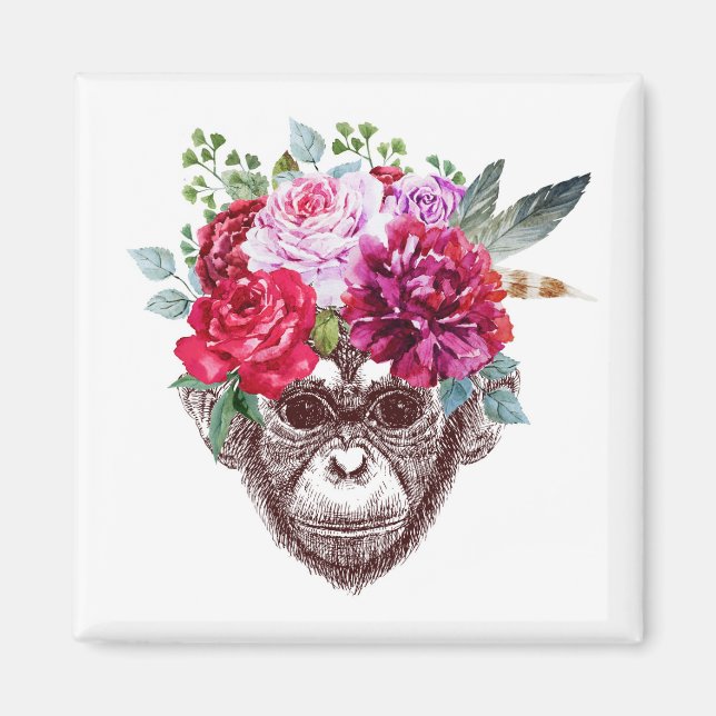 Flower Monkey Face Magnet (Front)