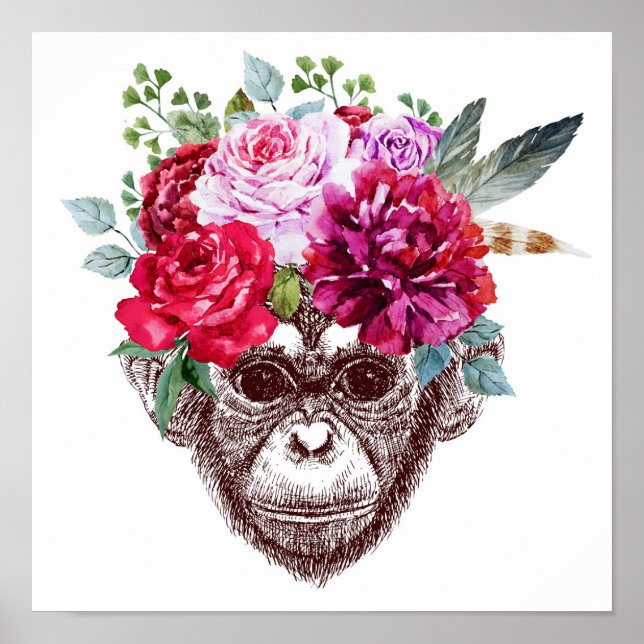 Flower Monkey Face Poster (Front)