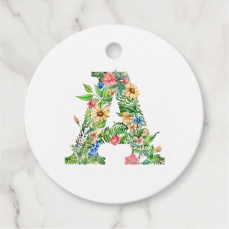 Flower Monogram A (Name Customisable) Favour Tags