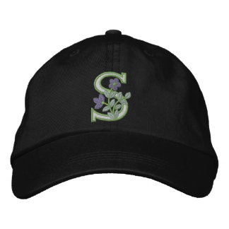 Flower Monogram Initial S Embroidered Hat