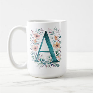 Flower Monogram Letter A Coffee Mug