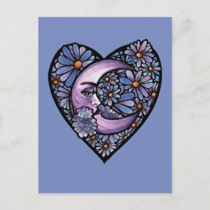 Flower Moon Goddess Purple Flowers Moonchild Postcard