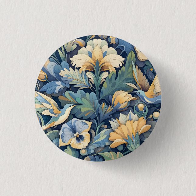 Flower Morris art 3 Cm Round Badge (Front)